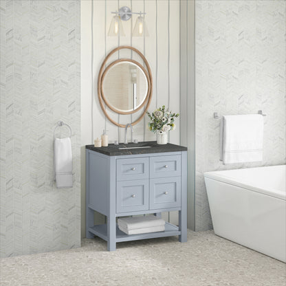 James Martin Vanities Breckenridge 30" Serenity Blue Single Vanity With 3cm Parisien Bleu Quartz Top