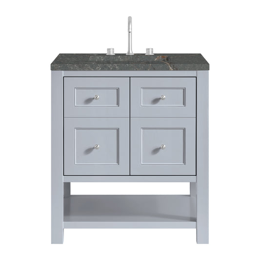 James Martin Vanities Breckenridge 30" Serenity Blue Single Vanity With 3cm Parisien Bleu Quartz Top