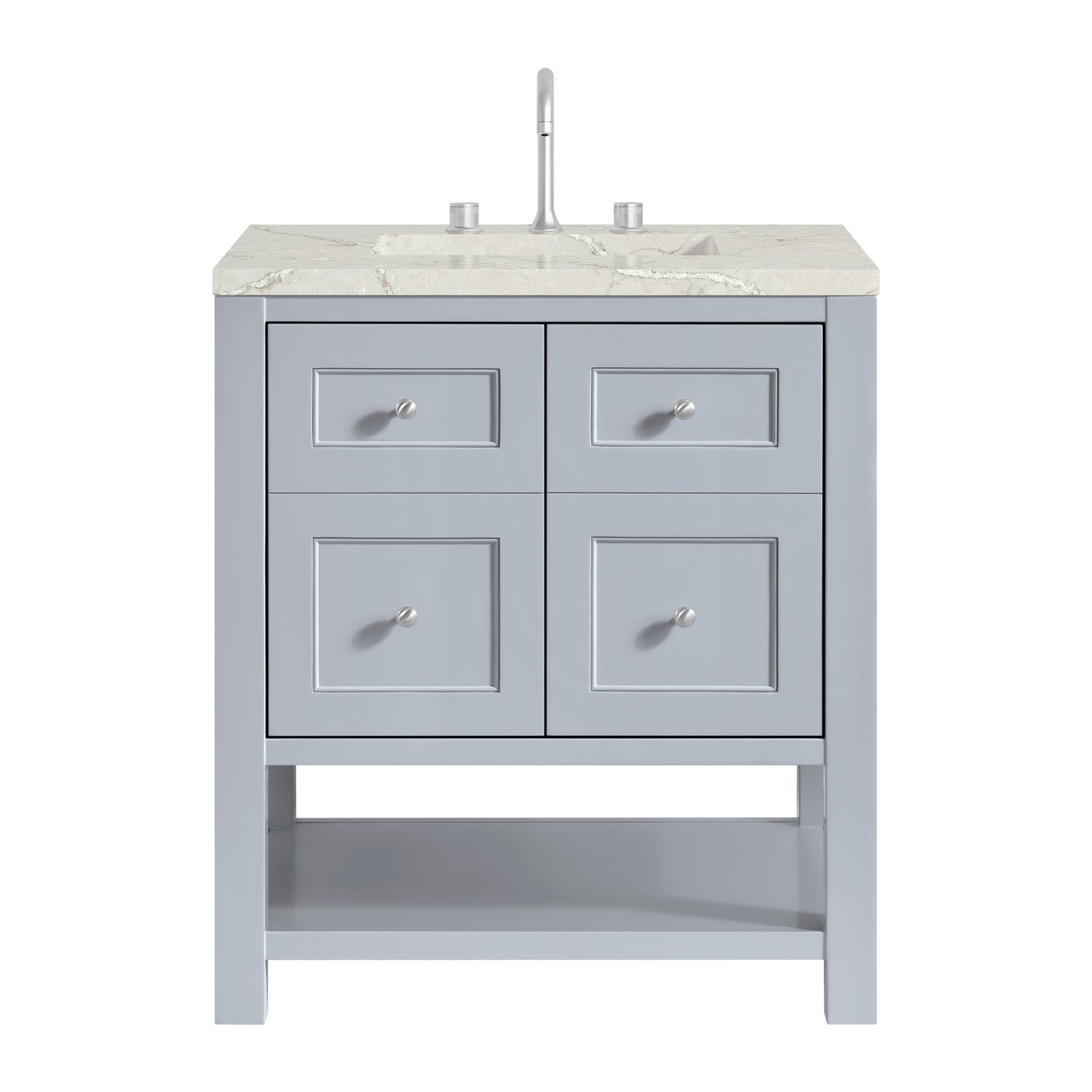 James Martin Vanities Breckenridge 30" Serenity Blue Single Vanity With 3cm Victorian Silver Quartz Top