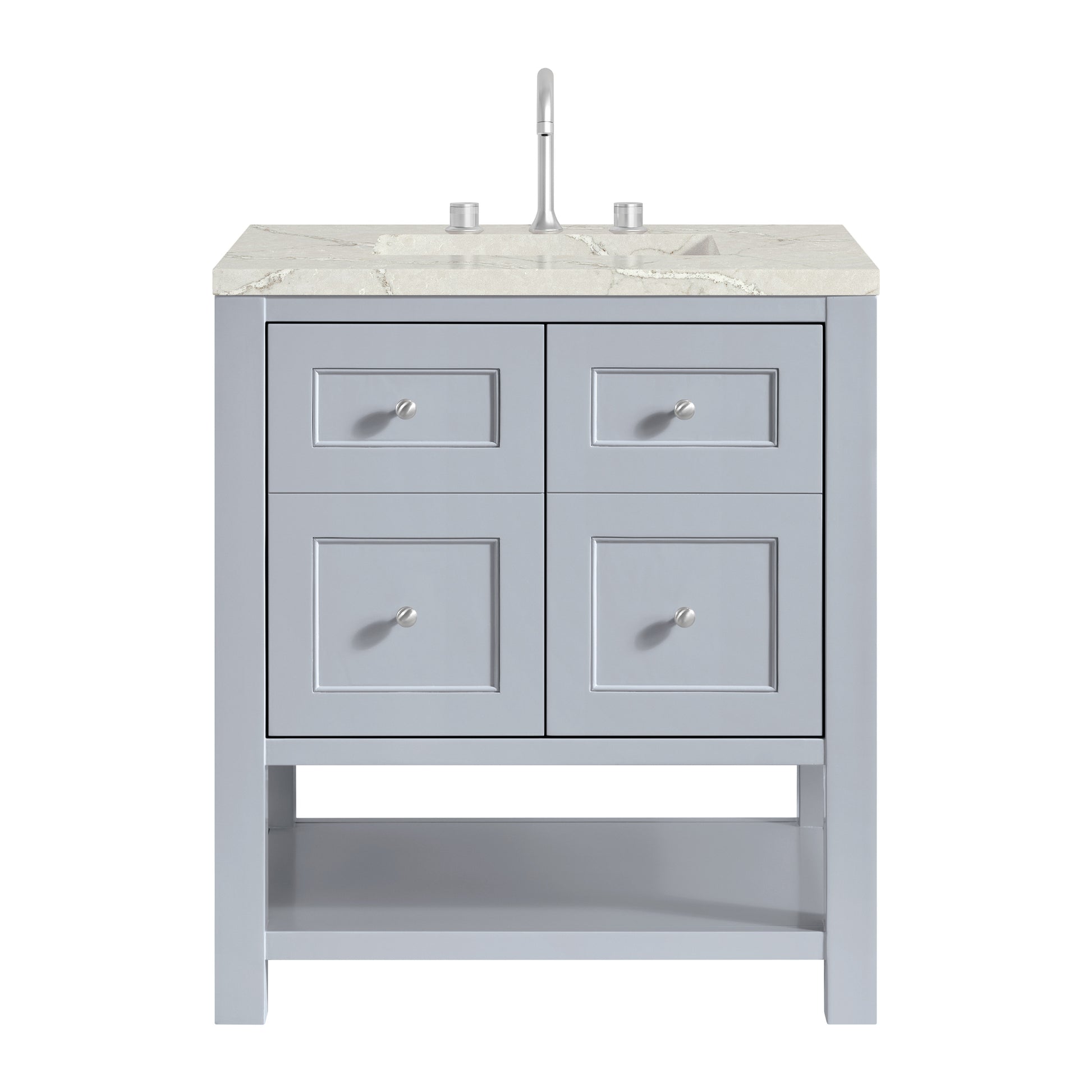 James Martin Vanities Breckenridge 30" Serenity Blue Single Vanity With 3cm Victorian Silver Quartz Top