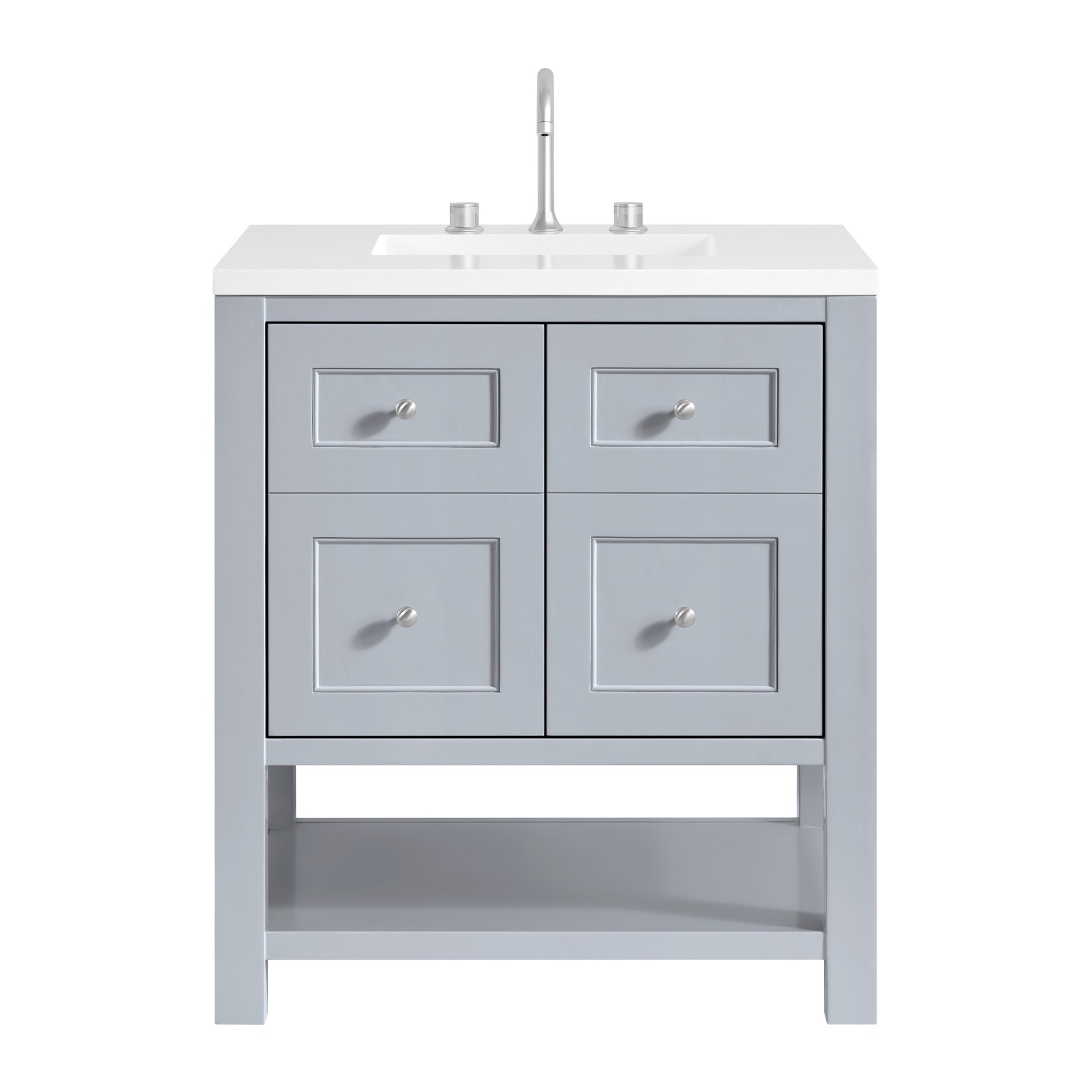 James Martin Vanities Breckenridge 30" Serenity Blue Single Vanity With 3cm White Zeus Quartz Top