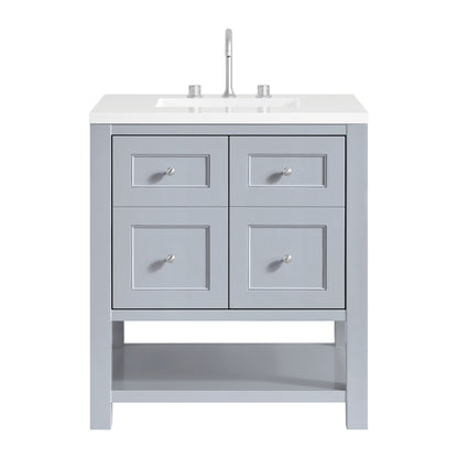 James Martin Vanities Breckenridge 30" Serenity Blue Single Vanity With 3cm White Zeus Quartz Top