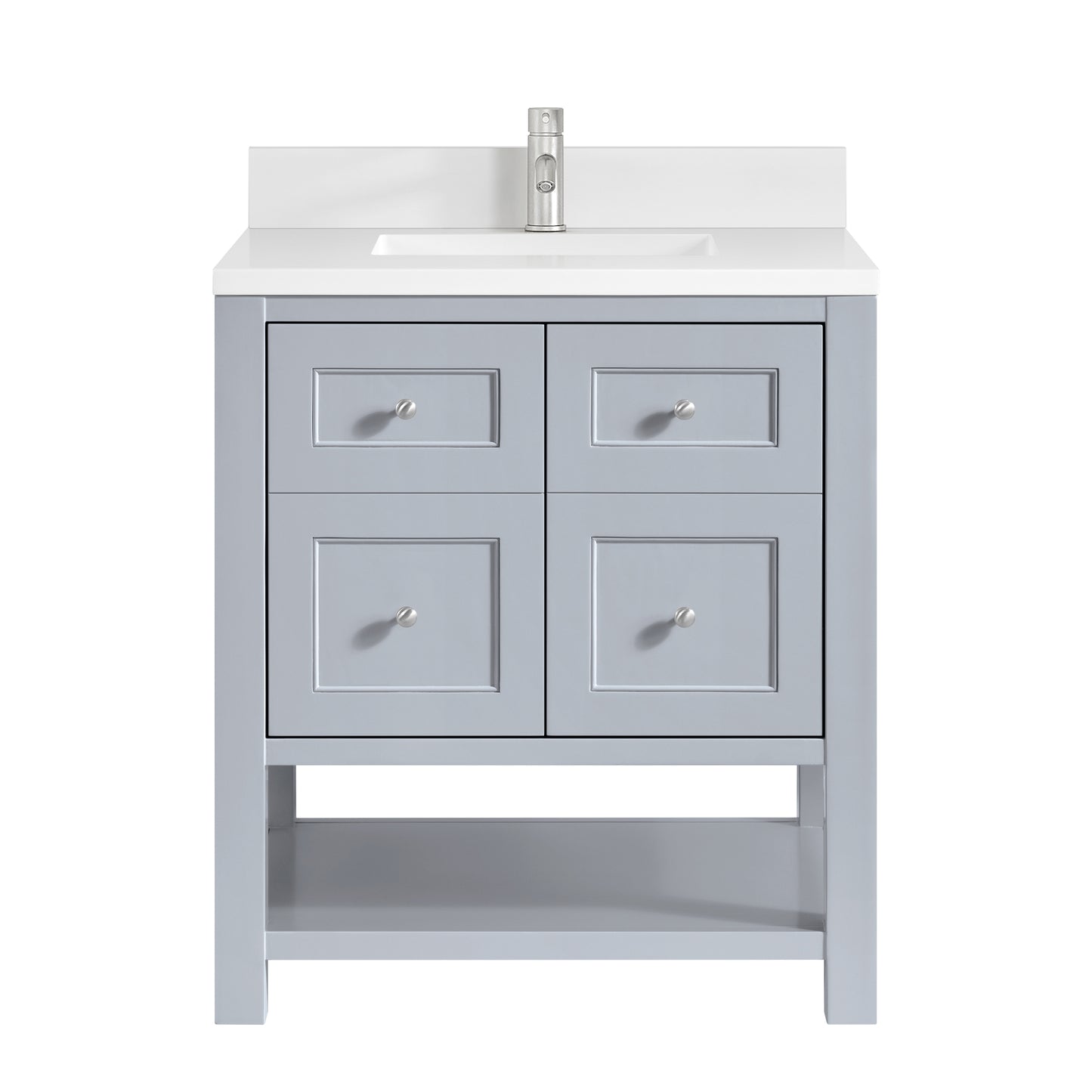 James Martin Vanities Breckenridge 30" Serenity Blue Single Vanity With Single Hole 3cm White Zeus Quartz Top and Backsplash