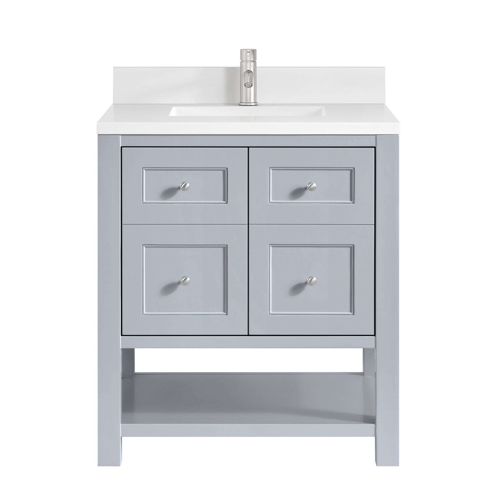 James Martin Vanities Breckenridge 30" Serenity Blue Single Vanity With Single Hole 3cm White Zeus Quartz Top and Backsplash