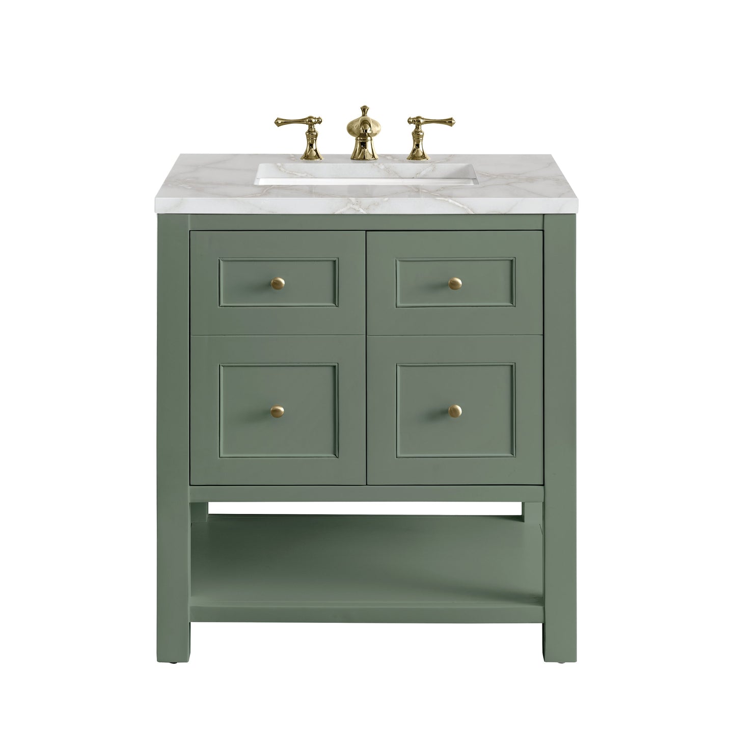 James Martin Vanities Breckenridge 30" Smokey Celadon Single Vanity With 3 cm Victorian Silver Top