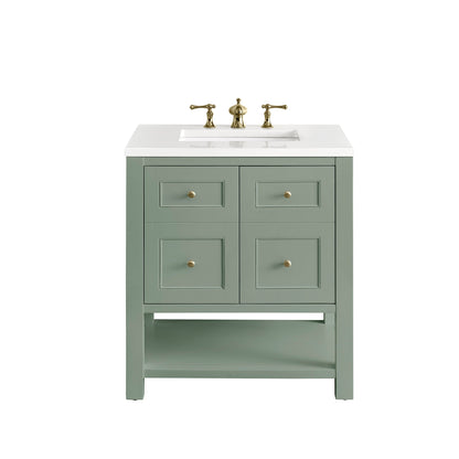 James Martin Vanities Breckenridge 30" Smokey Celadon Single Vanity With 3 cm White Zeus Top