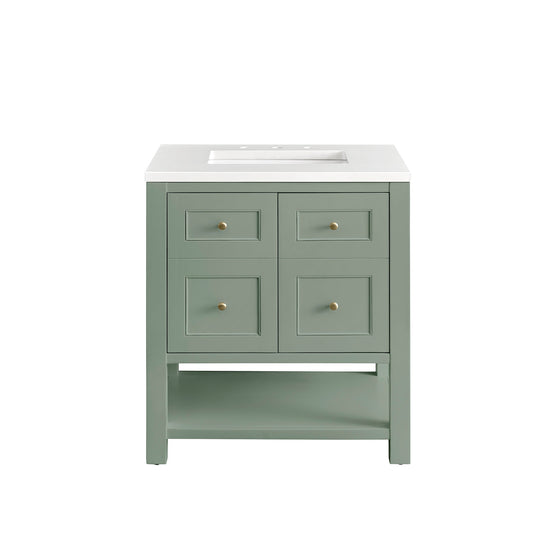 James Martin Vanities Breckenridge 30" Smokey Celadon Single Vanity With 3 cm White Zeus Top