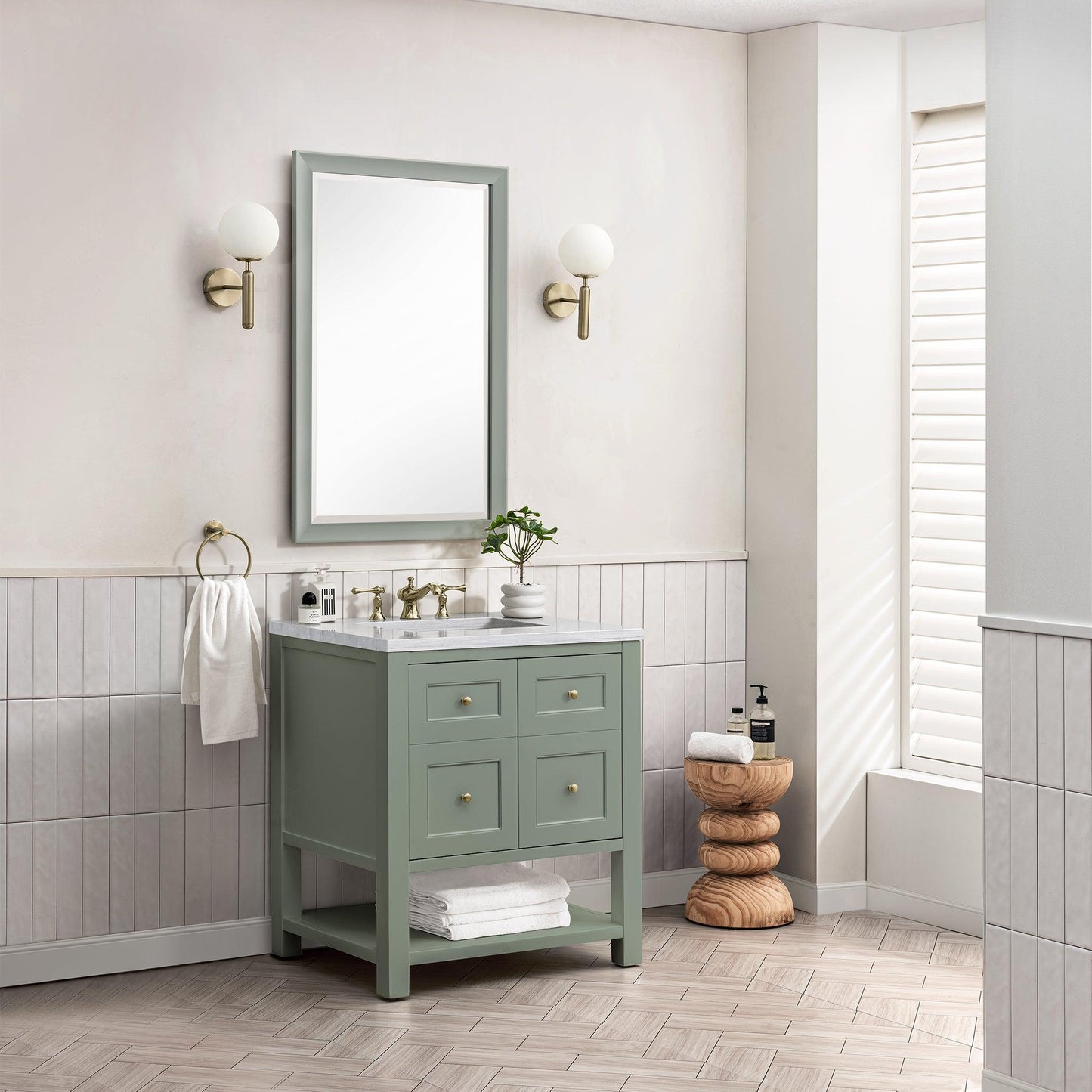 James Martin Vanities Breckenridge 30" Smokey Celadon Single Vanity With 3cm Arctic Fall Top