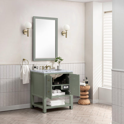 James Martin Vanities Breckenridge 30" Smokey Celadon Single Vanity With 3cm Carrara Marble Top