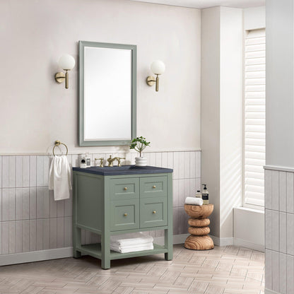 James Martin Vanities Breckenridge 30" Smokey Celadon Single Vanity With 3cm Charcoal Soapstone Top