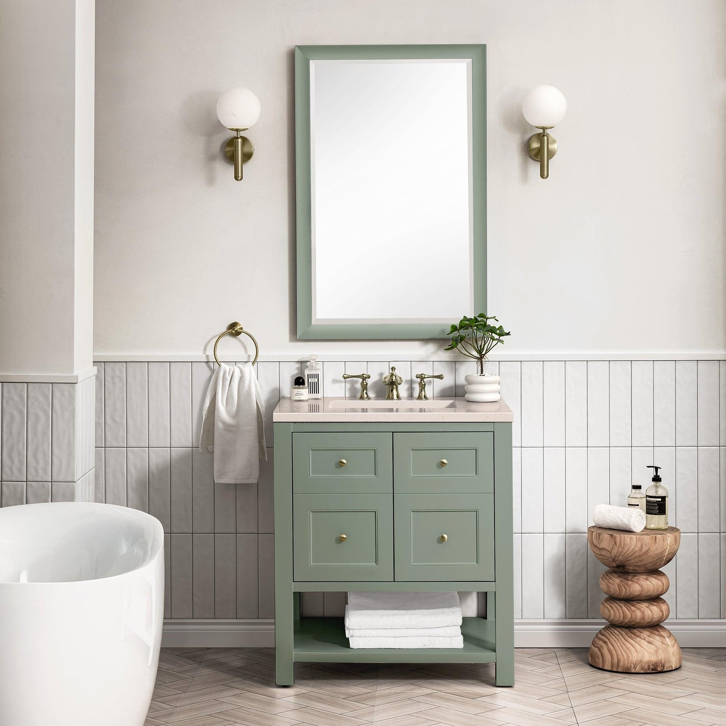 James Martin Vanities Breckenridge 30" Smokey Celadon Single Vanity With 3cm Eternal Marfil Top