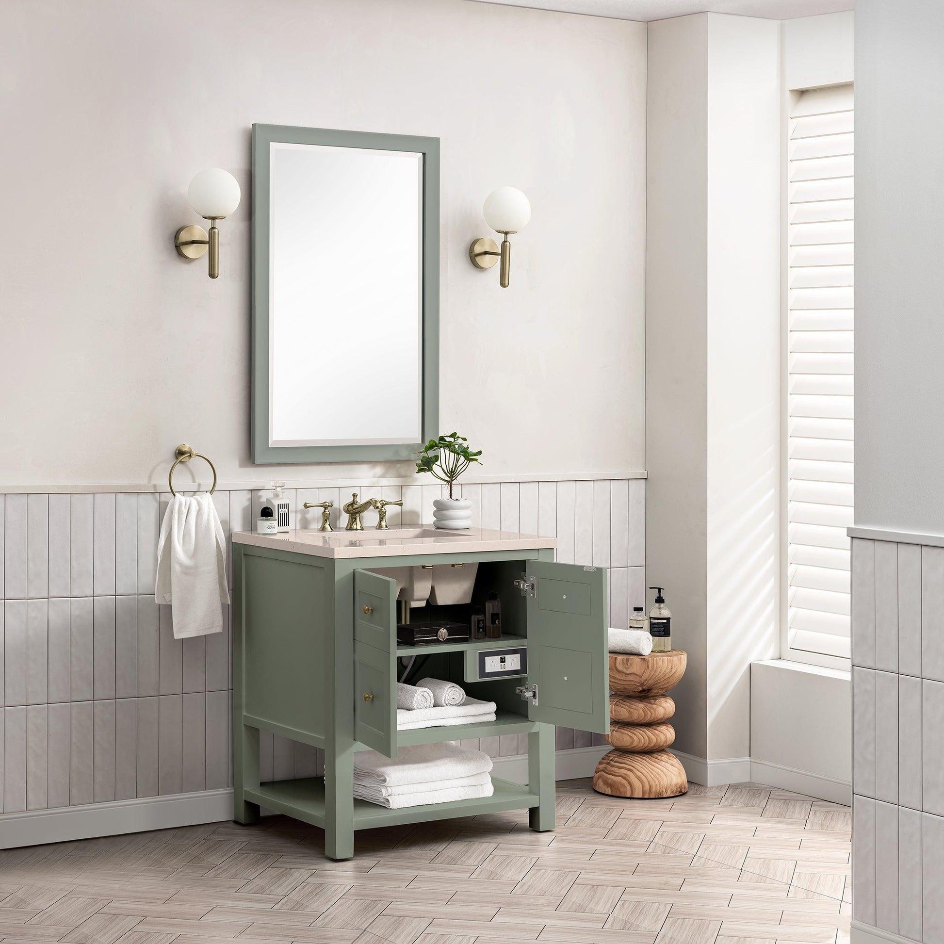 James Martin Vanities Breckenridge 30" Smokey Celadon Single Vanity With 3cm Eternal Marfil Top