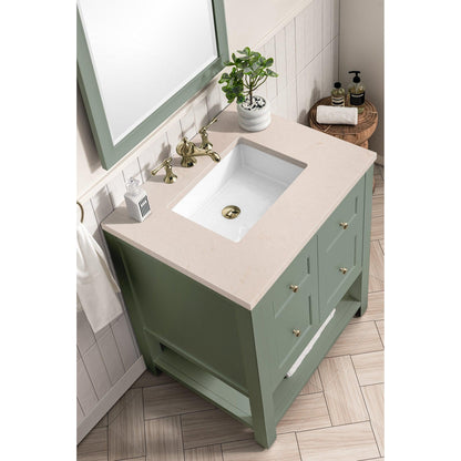 James Martin Vanities Breckenridge 30" Smokey Celadon Single Vanity With 3cm Eternal Marfil Top