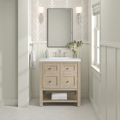 James Martin Vanities Breckenridge 30" Whitewashed Oak Single Vanity With 3 cm Arctic Fall Solid Surface Top