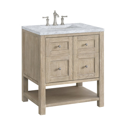 James Martin Vanities Breckenridge 30" Whitewashed Oak Single Vanity With 3 cm Carrara White Marble Top