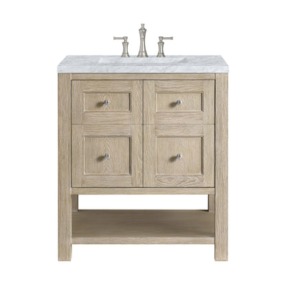 James Martin Vanities Breckenridge 30" Whitewashed Oak Single Vanity With 3 cm Carrara White Marble Top