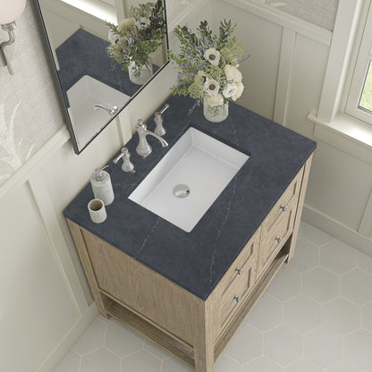 James Martin Vanities Breckenridge 30" Whitewashed Oak Single Vanity With 3 cm Charcoal Soapstone Quartz Top