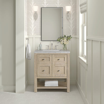 James Martin Vanities Breckenridge 30" Whitewashed Oak Single Vanity With 3 cm Eternal Jasmine Pearl Quartz Top