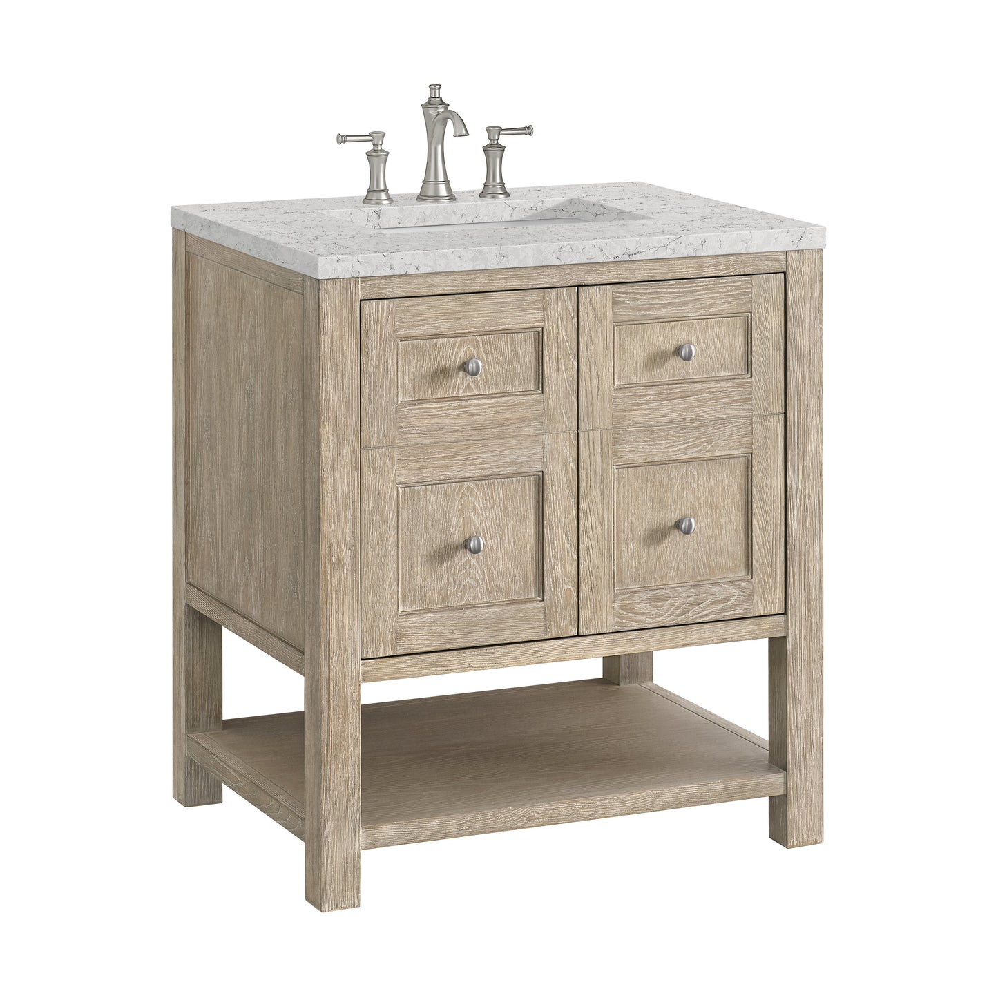 James Martin Vanities Breckenridge 30" Whitewashed Oak Single Vanity With 3 cm Eternal Jasmine Pearl Quartz Top