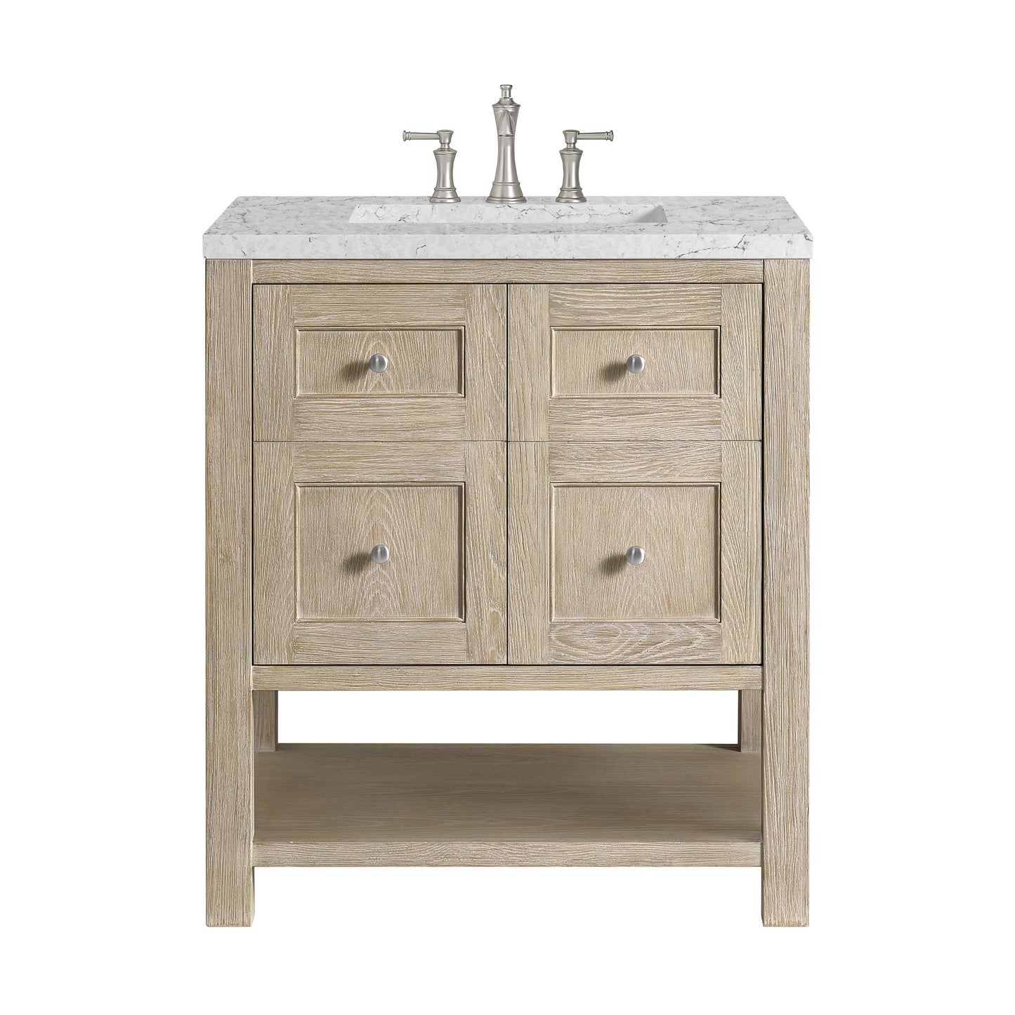 James Martin Vanities Breckenridge 30" Whitewashed Oak Single Vanity With 3 cm Eternal Jasmine Pearl Quartz Top