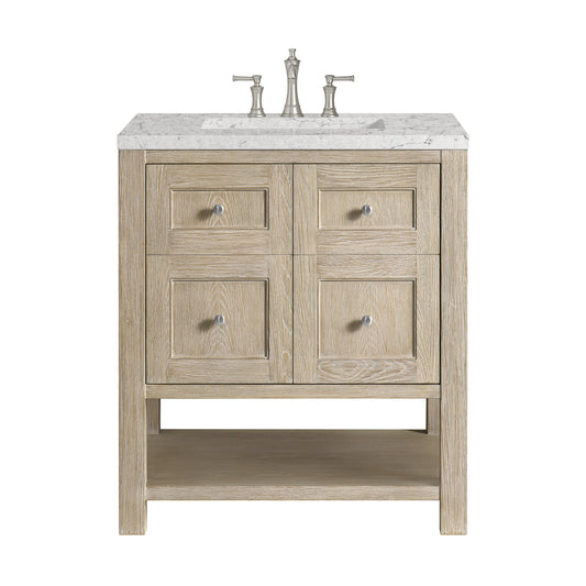 James Martin Vanities Breckenridge 30" Whitewashed Oak Single Vanity With 3 cm Eternal Jasmine Pearl Quartz Top