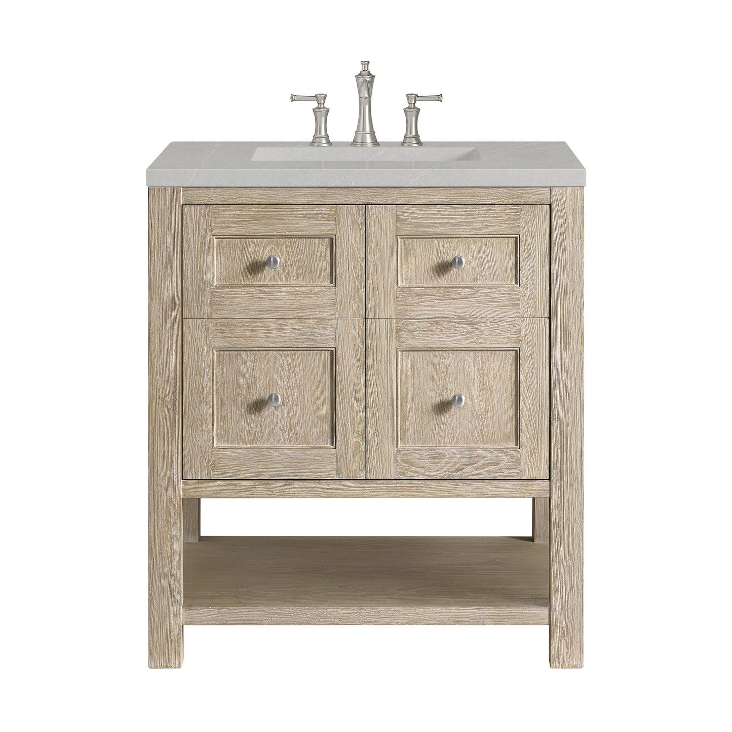 James Martin Vanities Breckenridge 30" Whitewashed Oak Single Vanity With 3 cm Eternal Serena Quartz Top