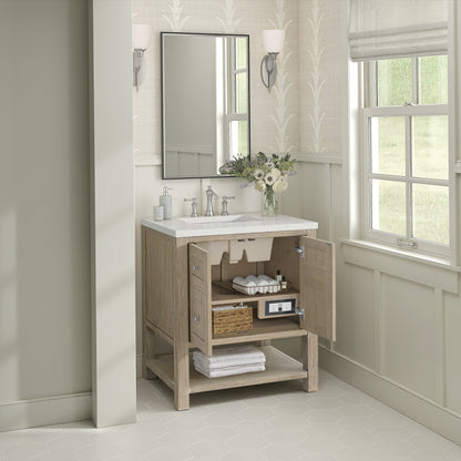 James Martin Vanities Breckenridge 30" Whitewashed Oak Single Vanity With 3 cm Lime Delight Quartz Top