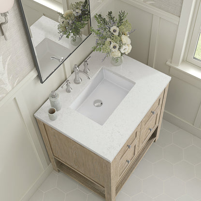 James Martin Vanities Breckenridge 30" Whitewashed Oak Single Vanity With 3 cm Lime Delight Quartz Top