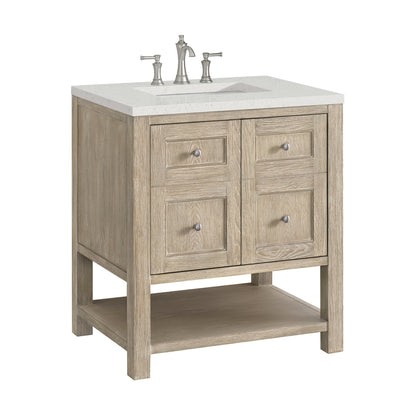 James Martin Vanities Breckenridge 30" Whitewashed Oak Single Vanity With 3 cm Lime Delight Quartz Top