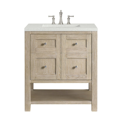 James Martin Vanities Breckenridge 30" Whitewashed Oak Single Vanity With 3 cm Lime Delight Quartz Top