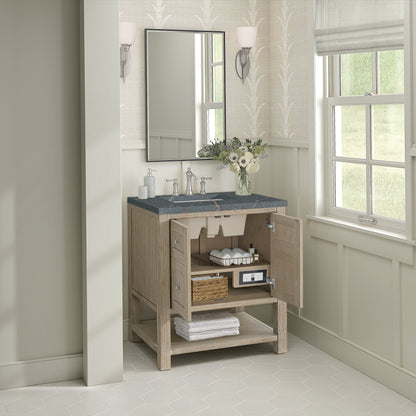 James Martin Vanities Breckenridge 30" Whitewashed Oak Single Vanity With 3 cm Parisien Bleu Quartz Top