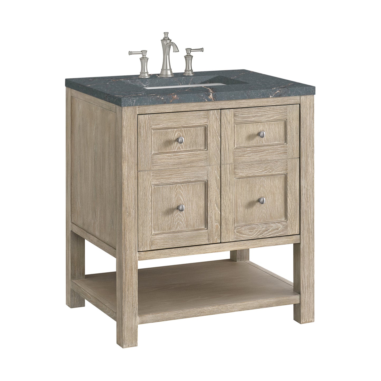 James Martin Vanities Breckenridge 30" Whitewashed Oak Single Vanity With 3 cm Parisien Bleu Quartz Top