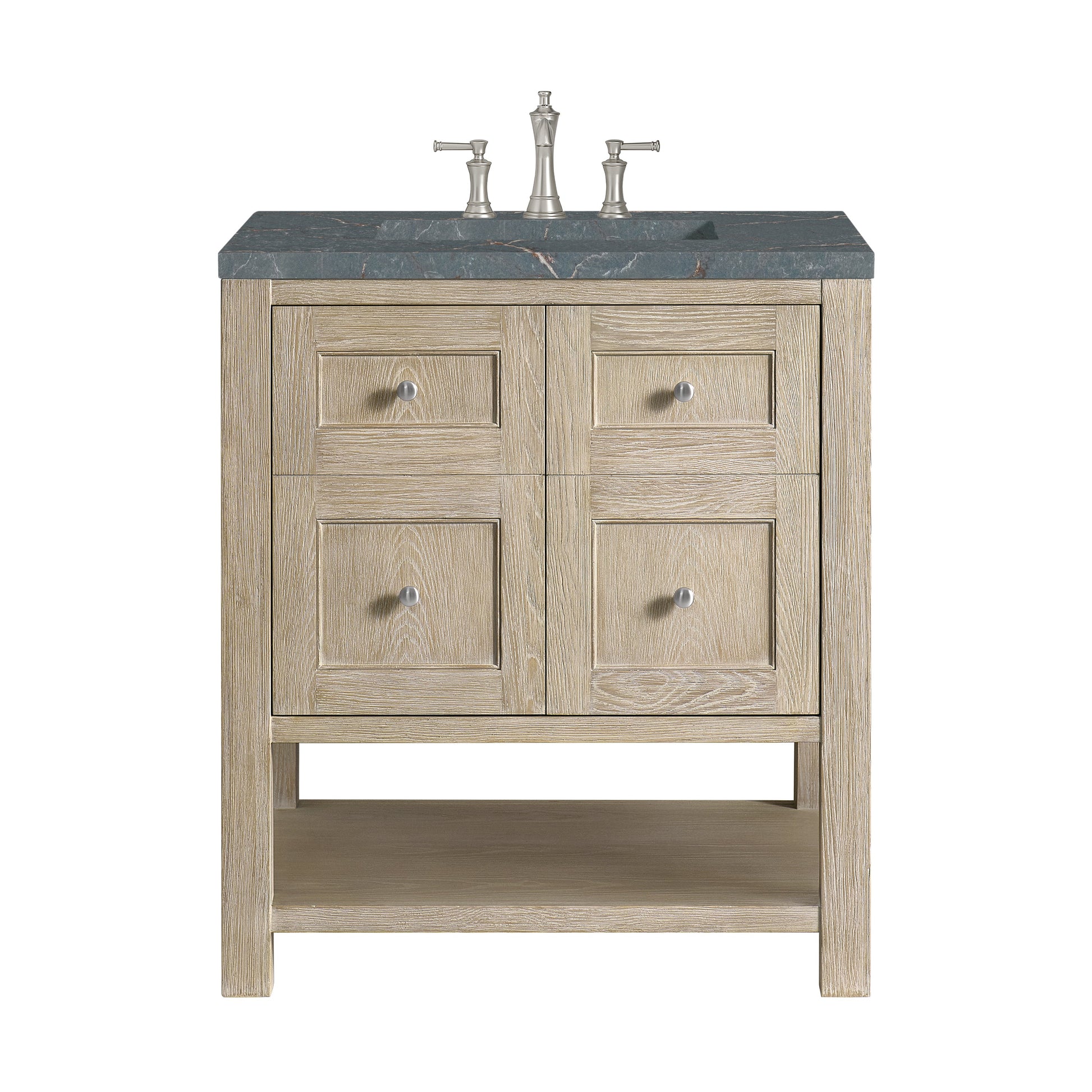 James Martin Vanities Breckenridge 30" Whitewashed Oak Single Vanity With 3 cm Parisien Bleu Quartz Top