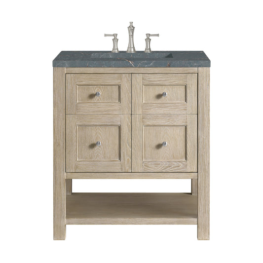 James Martin Vanities Breckenridge 30" Whitewashed Oak Single Vanity With 3 cm Parisien Bleu Quartz Top