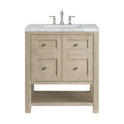 James Martin Vanities Breckenridge 30" Whitewashed Oak Single Vanity With 3 cm Victorian Silver Quartz Top