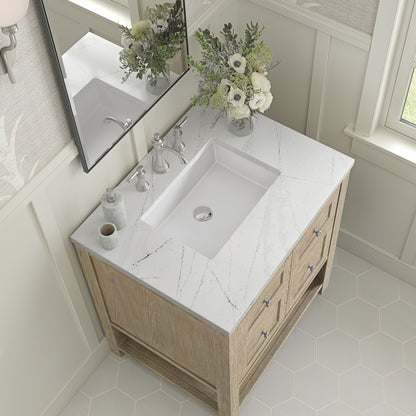 James Martin Vanities Breckenridge 30" Whitewashed Oak Single Vanity With 3 cm White Zeus Quartz Top