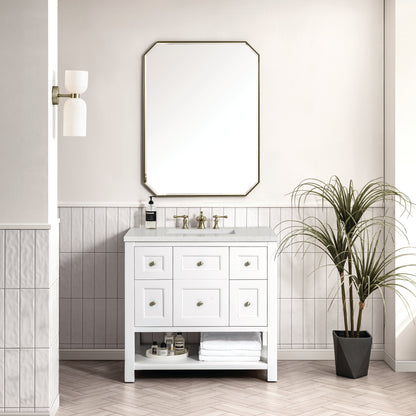 James Martin Vanities Breckenridge 36" Bright White Single Vanity With 3 cm Lime Delight Top