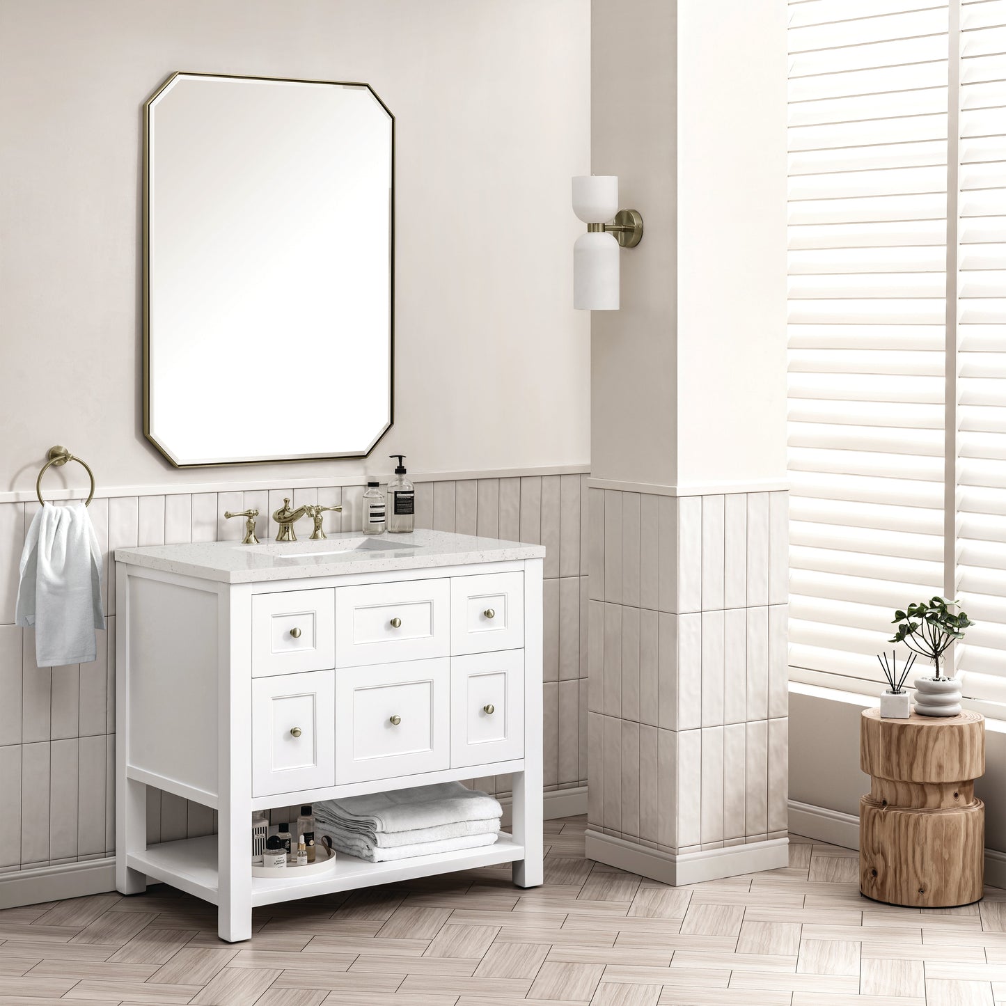 James Martin Vanities Breckenridge 36" Bright White Single Vanity With 3 cm Lime Delight Top