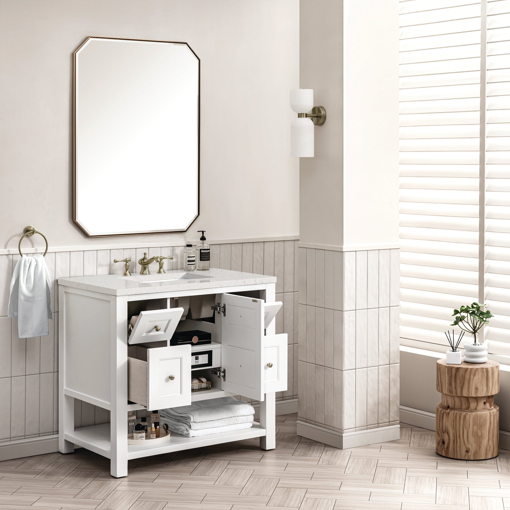 James Martin Vanities Breckenridge 36" Bright White Single Vanity With 3 cm Lime Delight Top