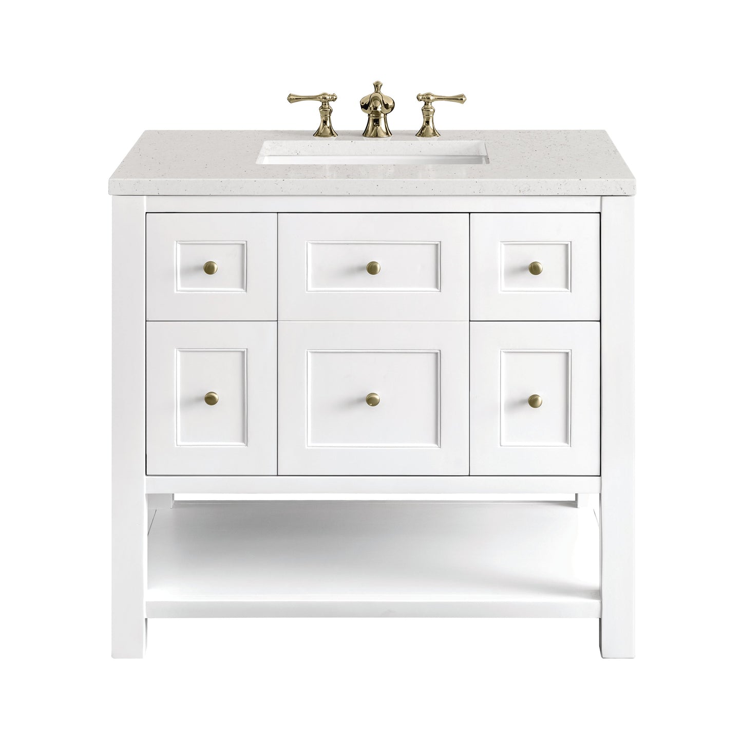 James Martin Vanities Breckenridge 36" Bright White Single Vanity With 3 cm Lime Delight Top