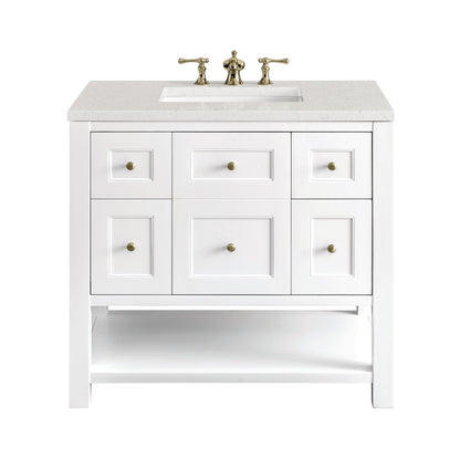 James Martin Vanities Breckenridge 36" Bright White Single Vanity With 3 cm Lime Delight Top