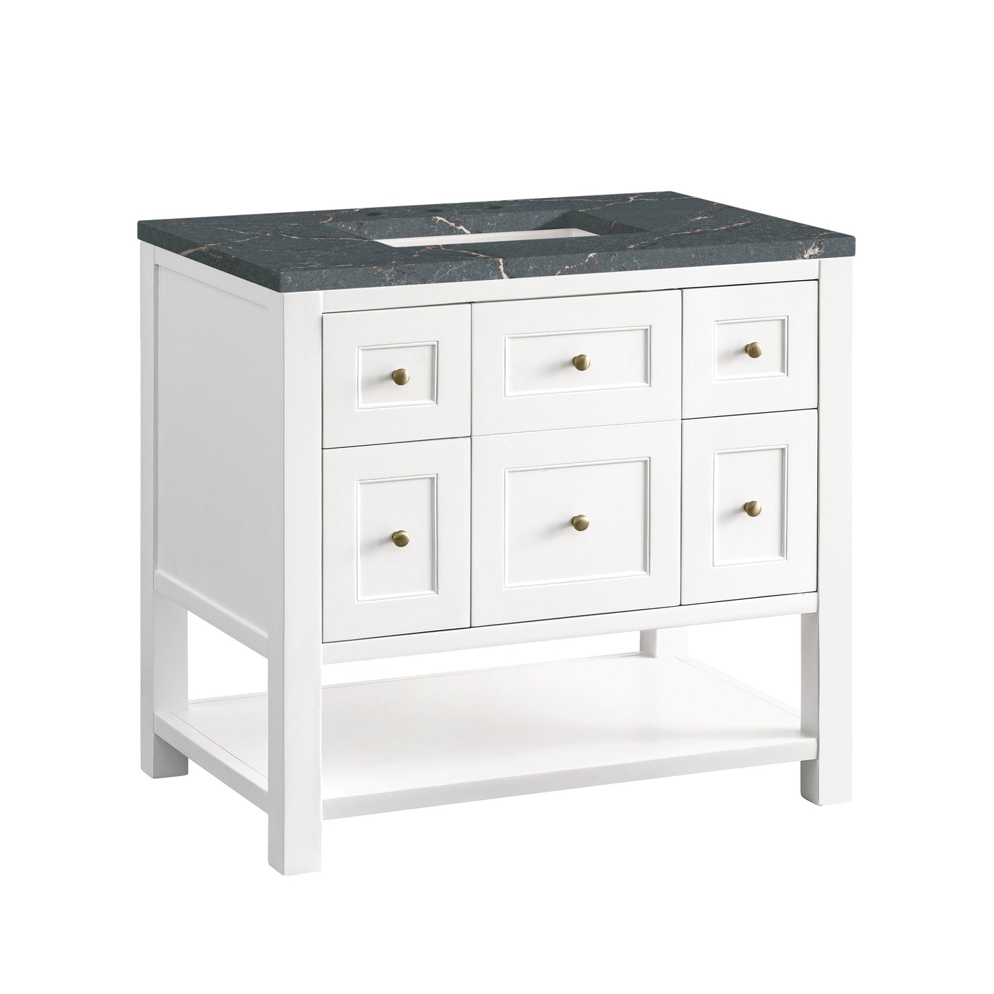 James Martin Vanities Breckenridge 36" Bright White Single Vanity With 3 cm Parisien Bleu Top