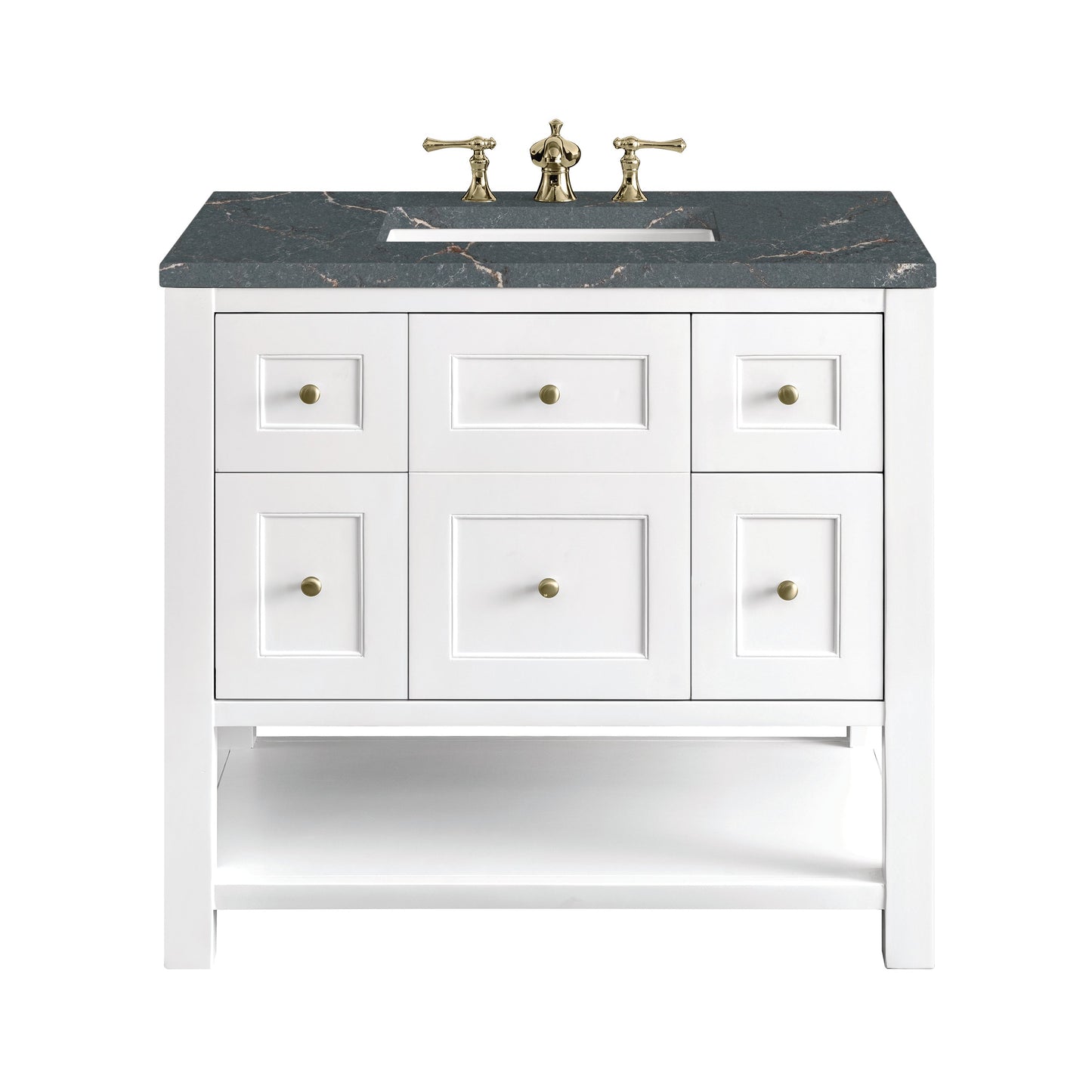 James Martin Vanities Breckenridge 36" Bright White Single Vanity With 3 cm Parisien Bleu Top