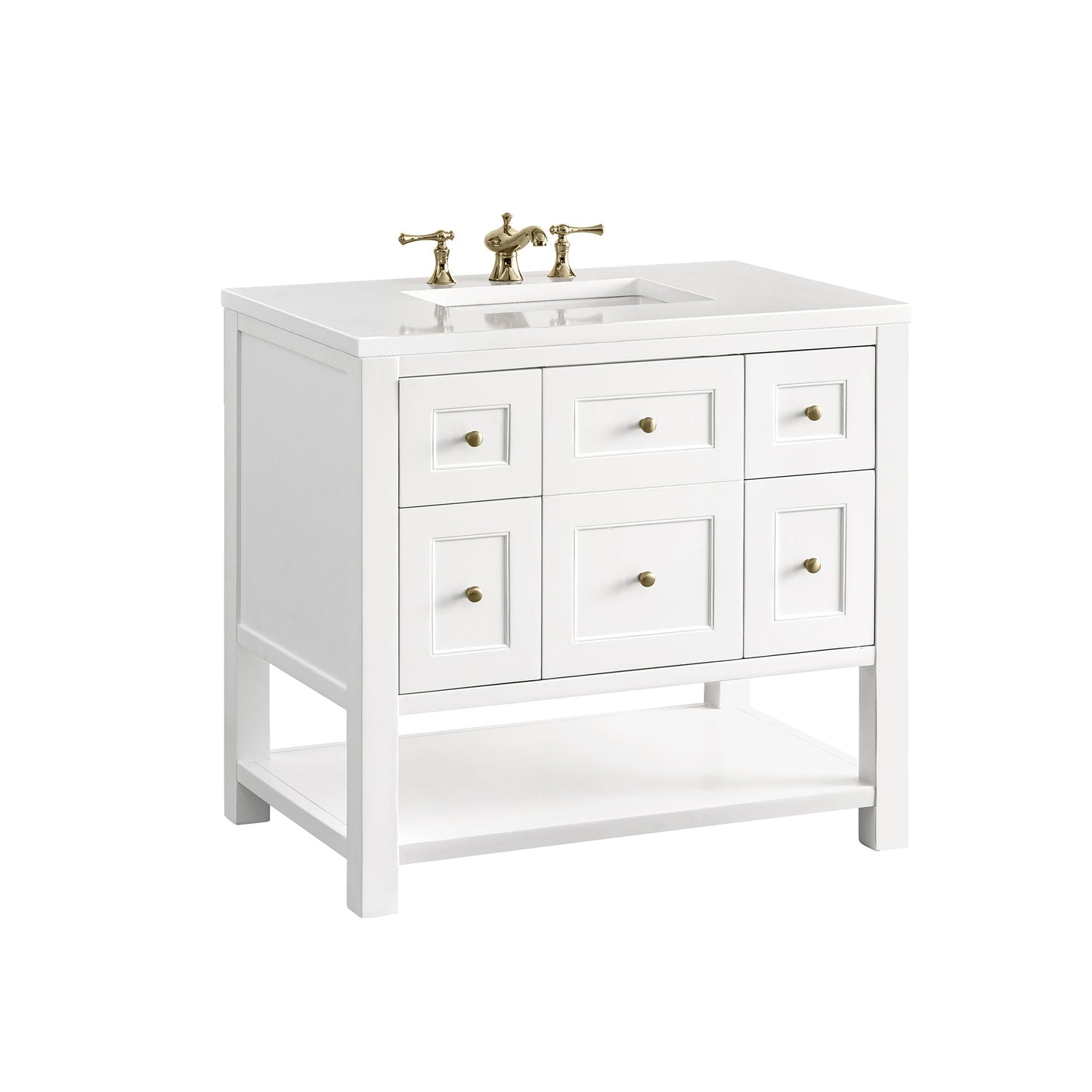 James Martin Vanities Breckenridge 36" Bright White Single Vanity With 3 cm White Zeus Top