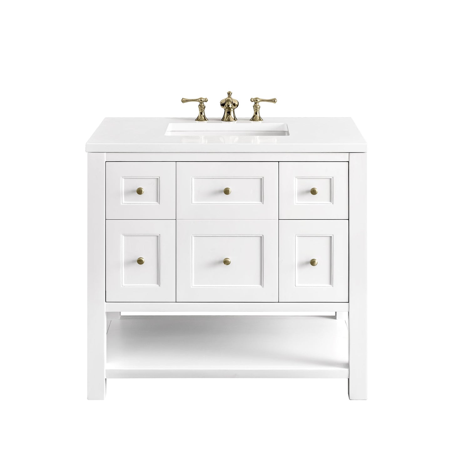 James Martin Vanities Breckenridge 36" Bright White Single Vanity With 3 cm White Zeus Top