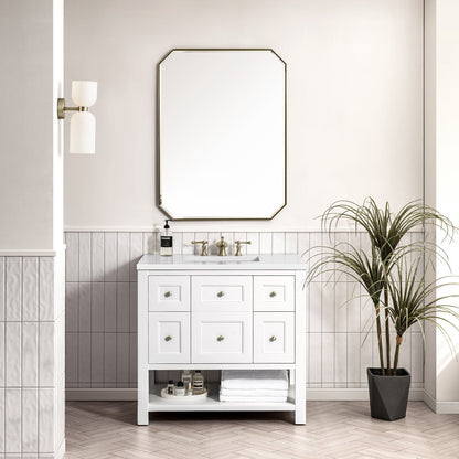 James Martin Vanities Breckenridge 36" Bright White Single Vanity With 3 cm White Zeus Top