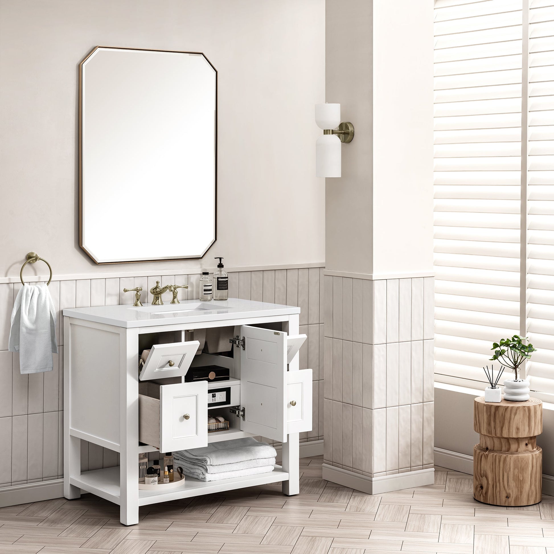 James Martin Vanities Breckenridge 36" Bright White Single Vanity With 3 cm White Zeus Top