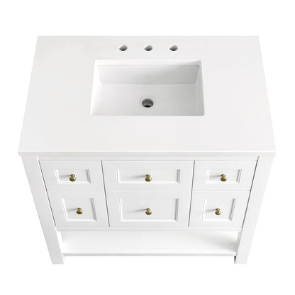 James Martin Vanities Breckenridge 36" Bright White Single Vanity With 3 cm White Zeus Top