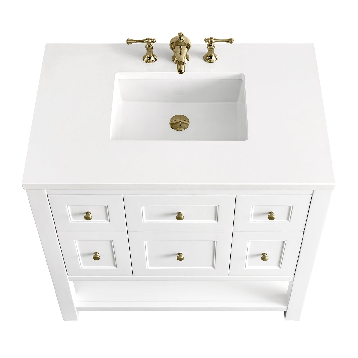 James Martin Vanities Breckenridge 36" Bright White Single Vanity With 3 cm White Zeus Top