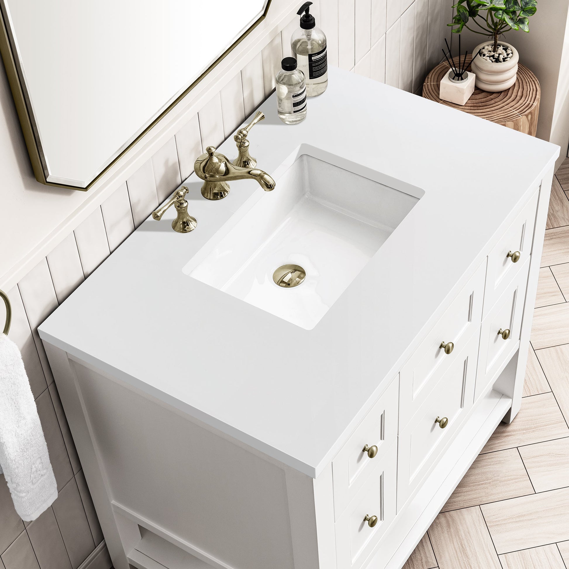 James Martin Vanities Breckenridge 36" Bright White Single Vanity With 3 cm White Zeus Top